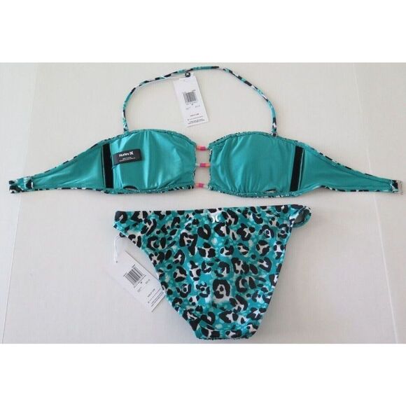 Hurley HT1024/HB1027 Women’s Sz M Green/Black "Wild Cat" 2-Piece Bikini $100+ - Picture 7 of 10